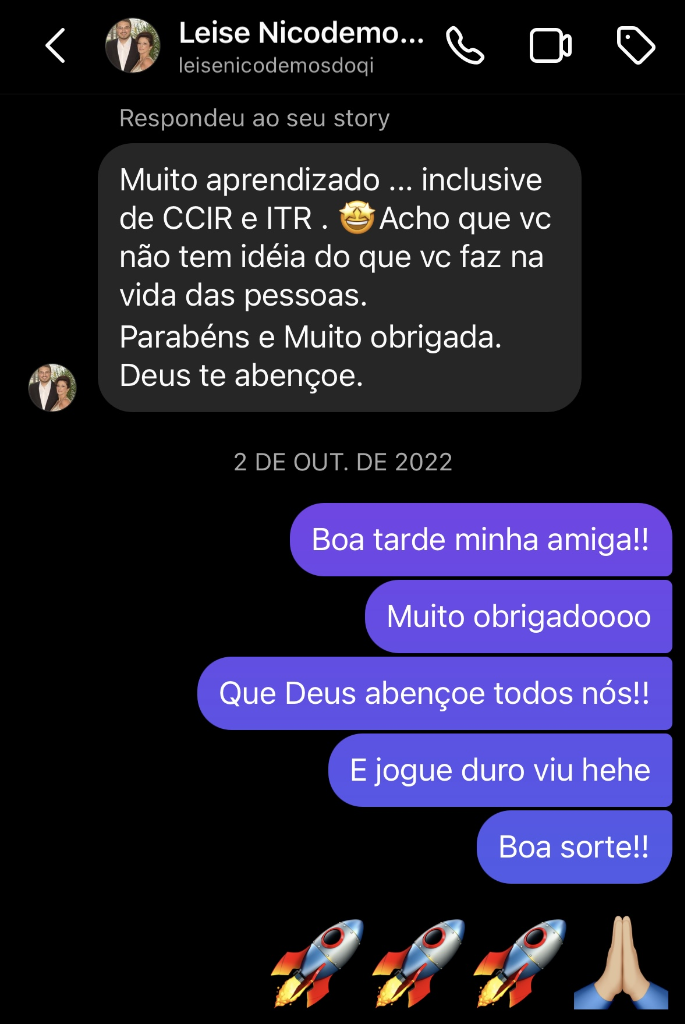 Depoimento da aluna Leise Nicodemos sobre aprendizado em CCIR e ITR
